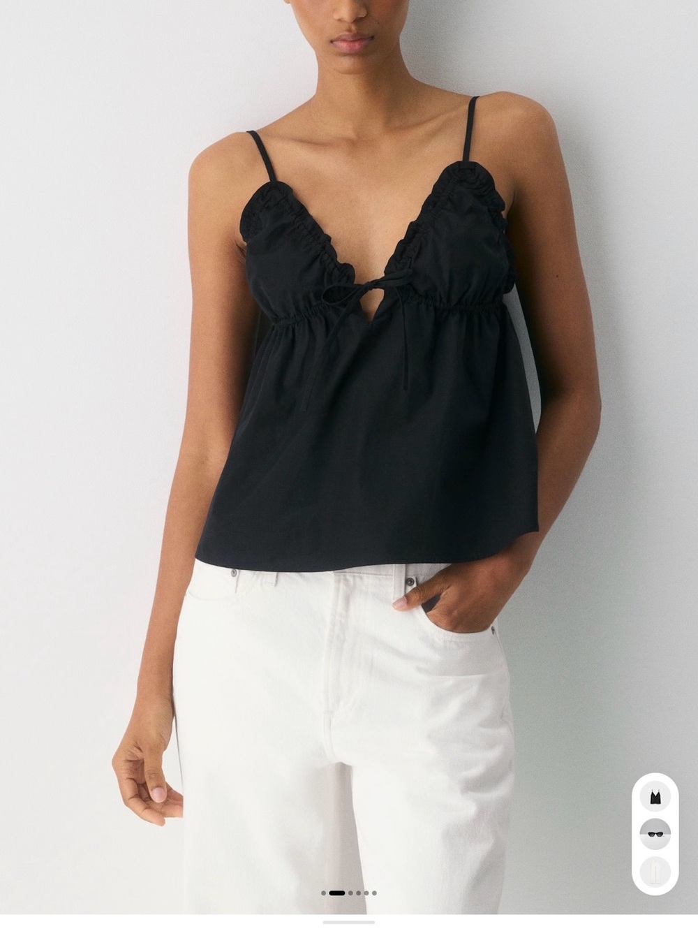 Aritzia Wilfred Caviar Black Poplin Top